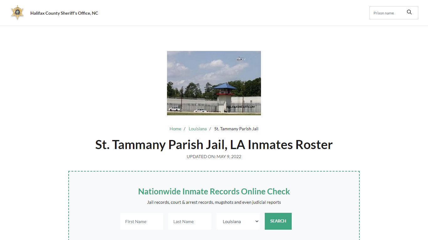 St. Tammany Parish Jail, LA Jail Roster, Name Search