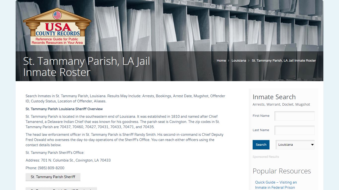 St. Tammany Parish, LA Jail Inmate Roster | Name Search