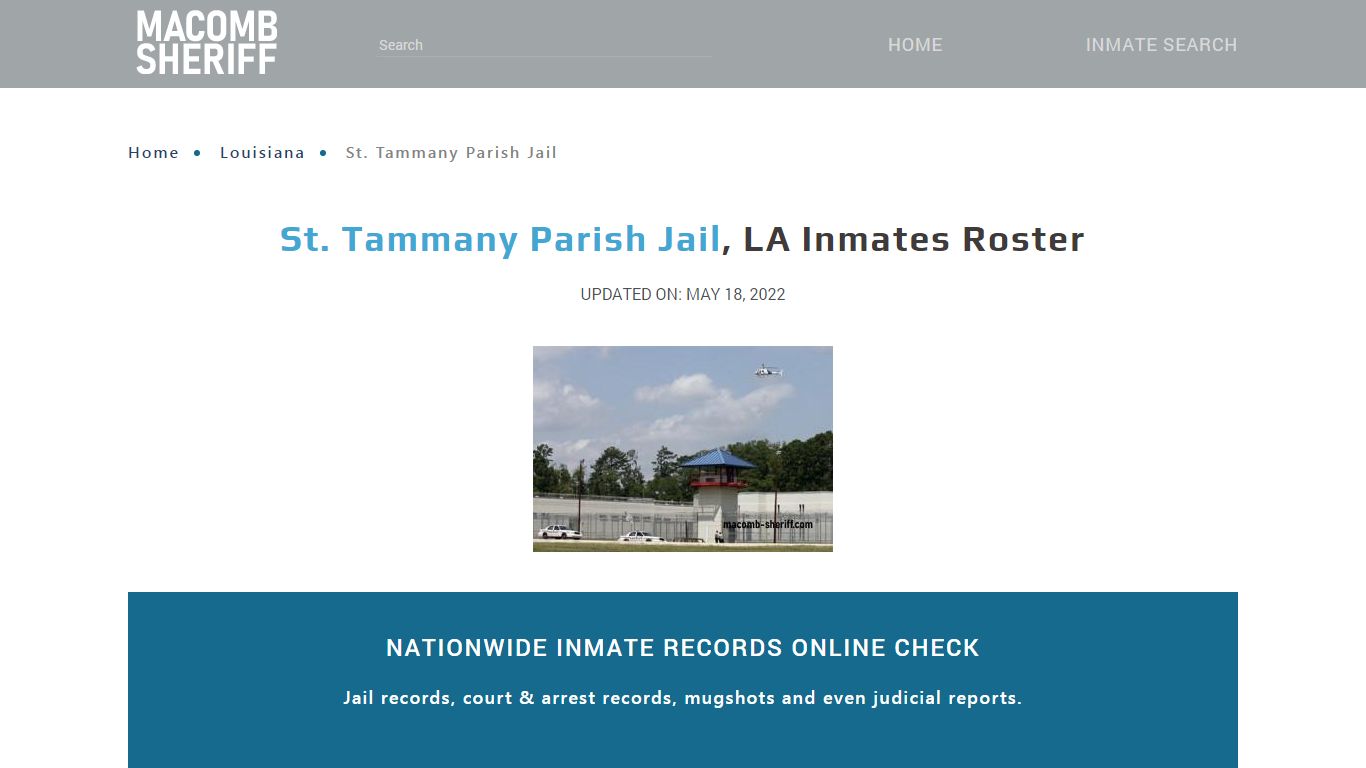 St. Tammany Parish Jail, LA Jail Roster, Name Search